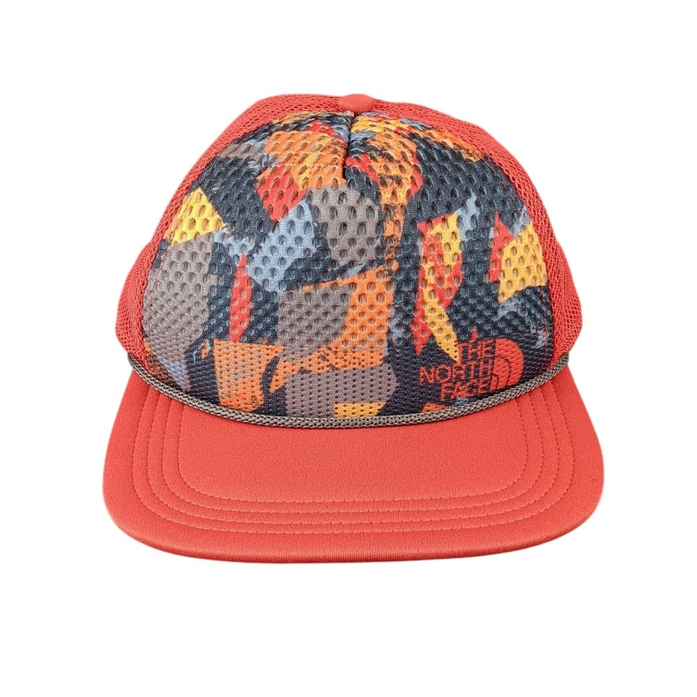The North Face Mesh Trucker Hat‎ Orange Camo Logo Snapback Unisex One Size